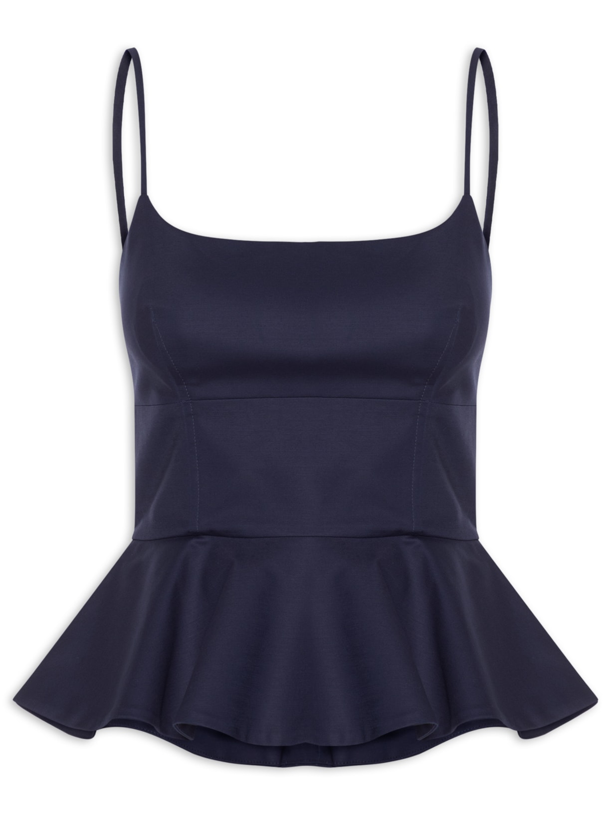 Top Feminino Corpete Decote Reto Basque Azul Andrea Marques