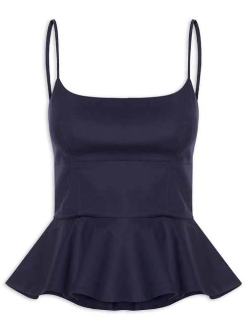 Top Feminino Corpete Decote Reto Basque - Azul