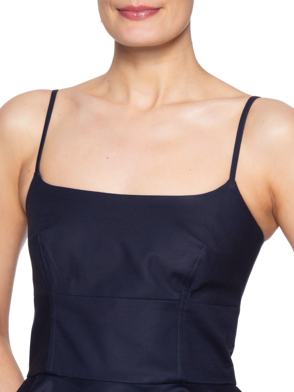 Top Feminino Corpete Decote Reto Basque Azul Andrea Marques