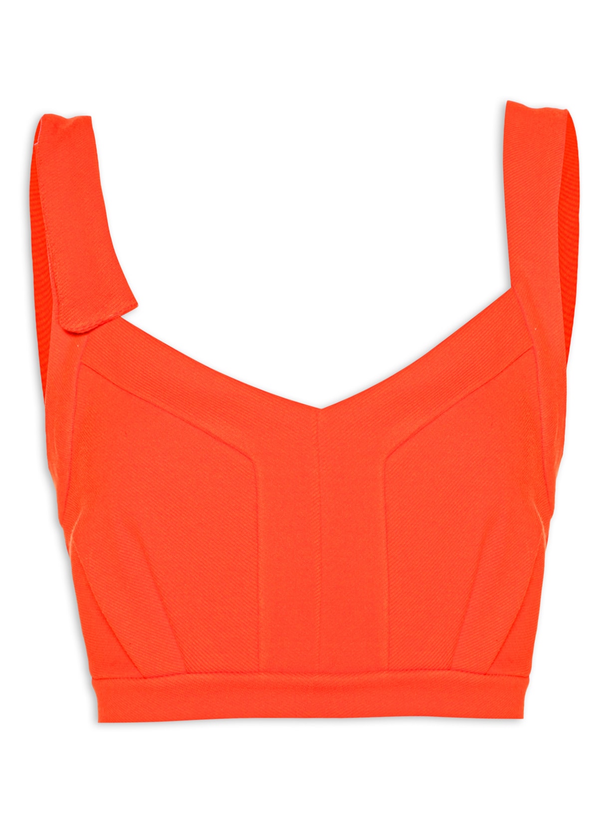 Top Feminino Cropped Malha Alça - Laranja