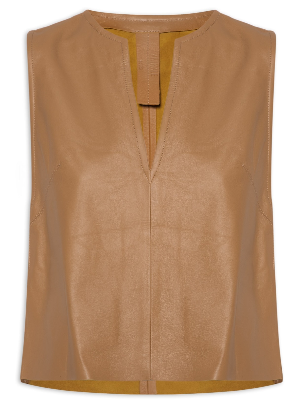 Top Feminino de Couro Decote Profundo – Marrom Animale