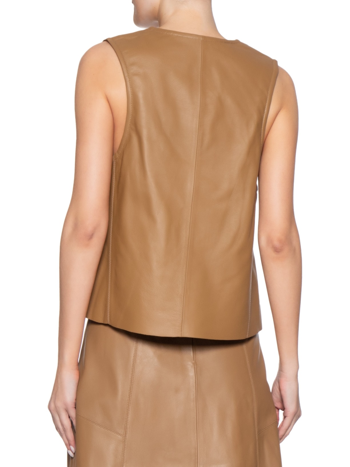Top Feminino de Couro Decote Profundo – Marrom Animale