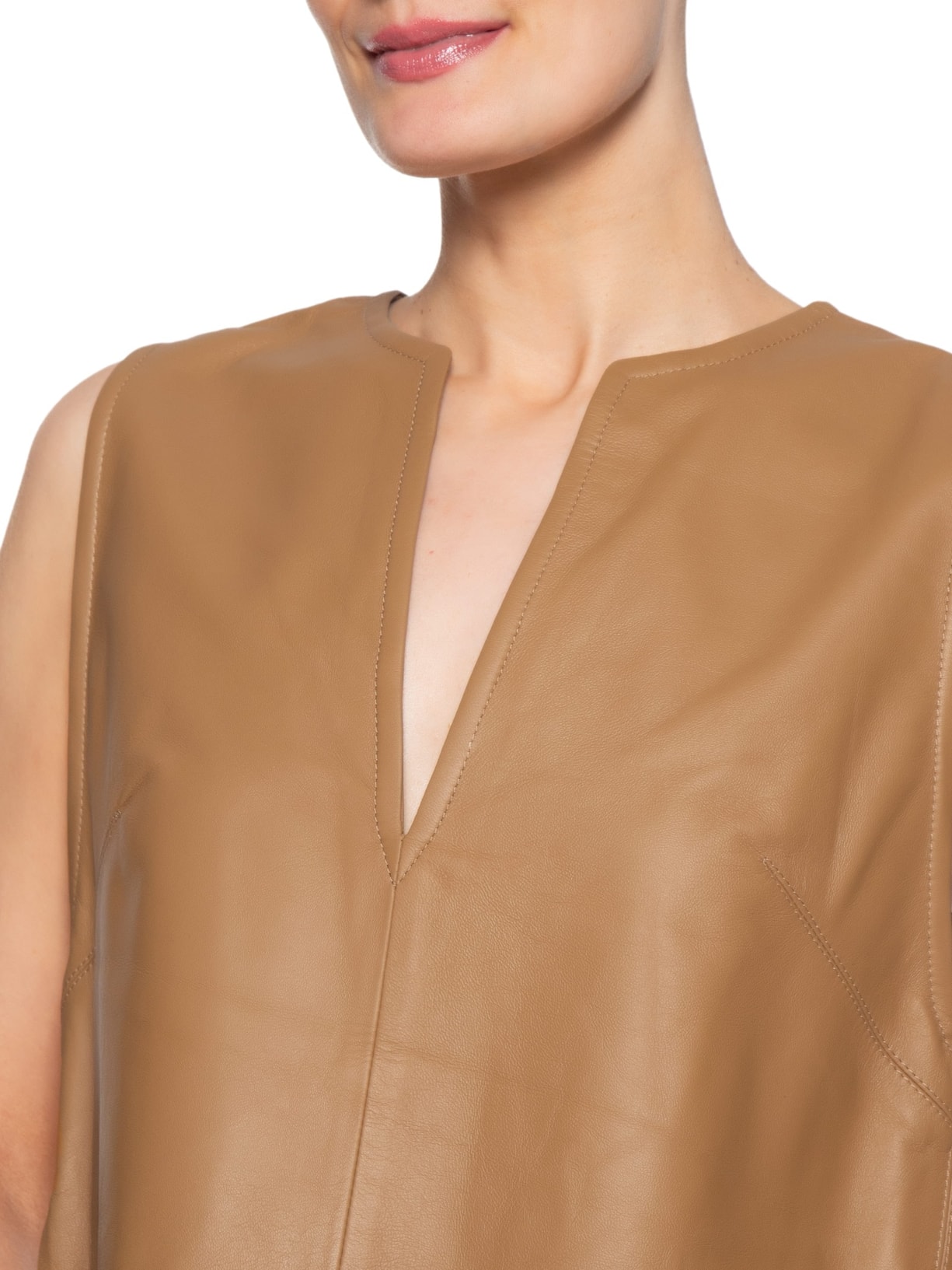 Top Feminino de Couro Decote Profundo – Marrom Animale