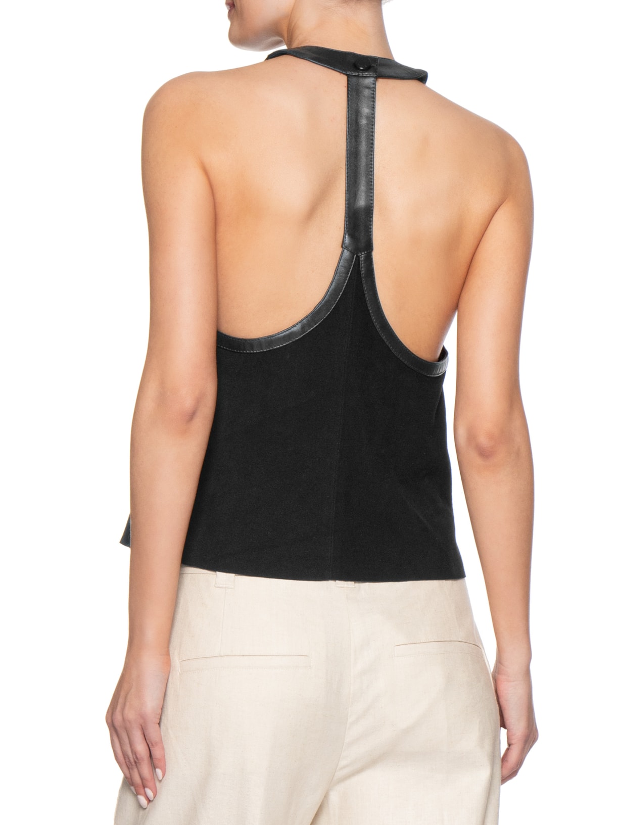Top Feminino de Couro Mix Textura – Preto Animale