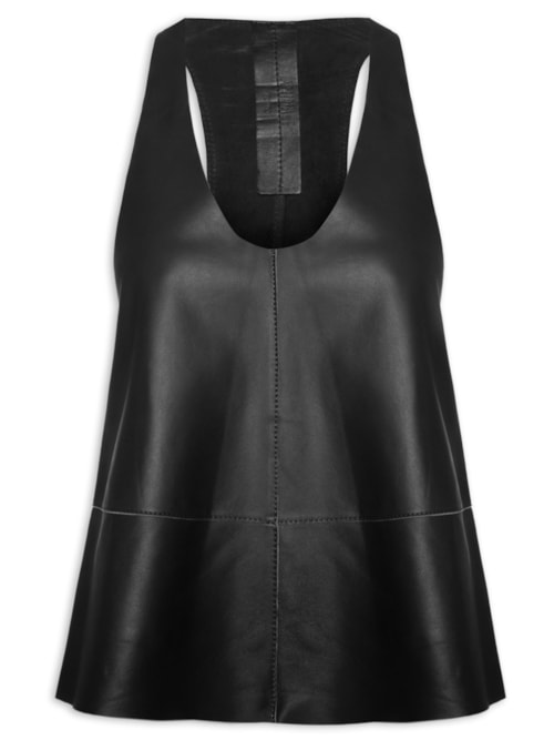 Top Feminino de Couro Nadador Color - Preto