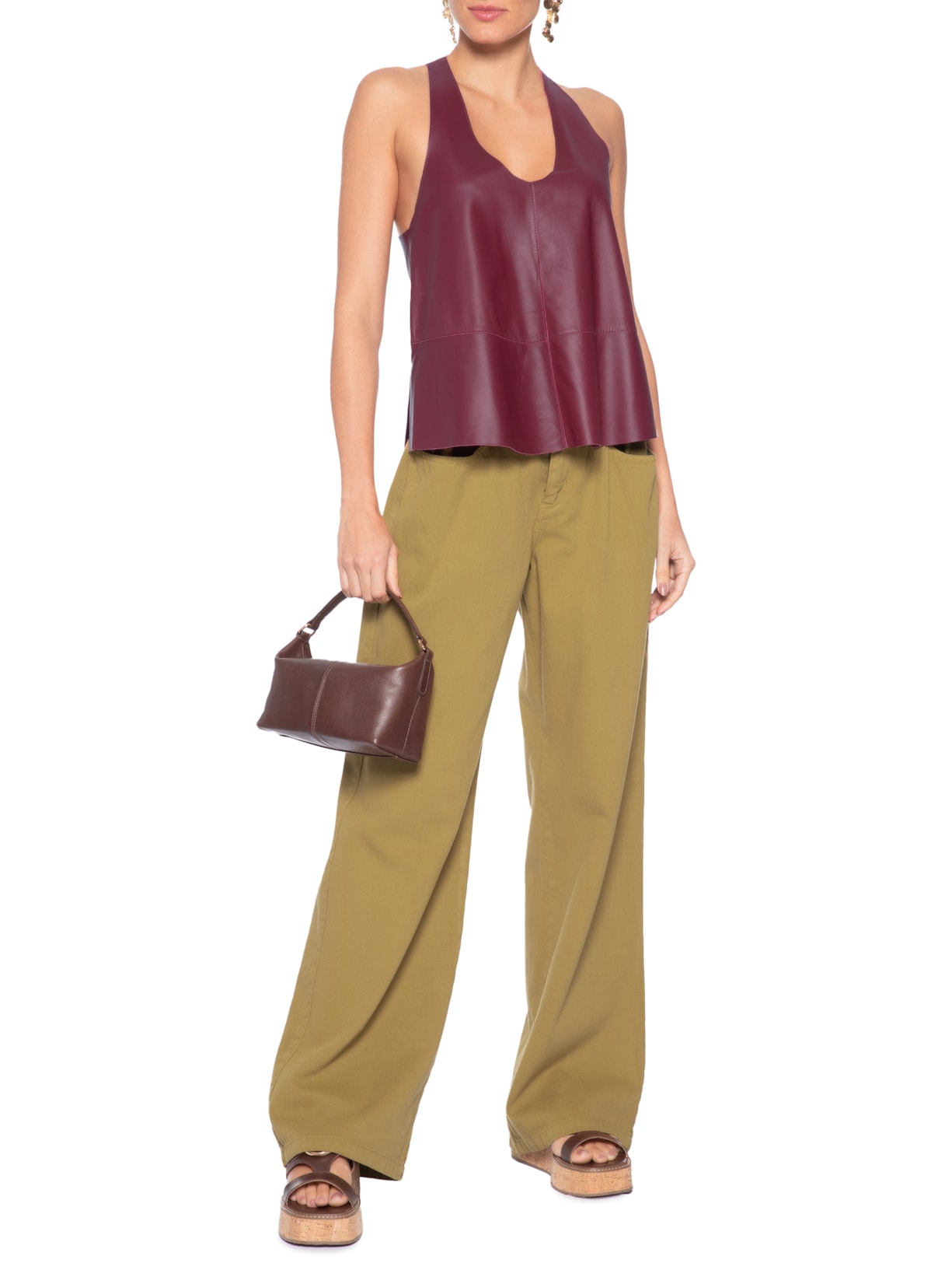 Top Feminino de Couro Nadador Color Roxo Animale