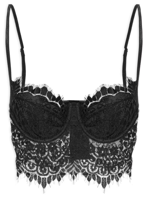 Top Feminino Em Renda - Preto