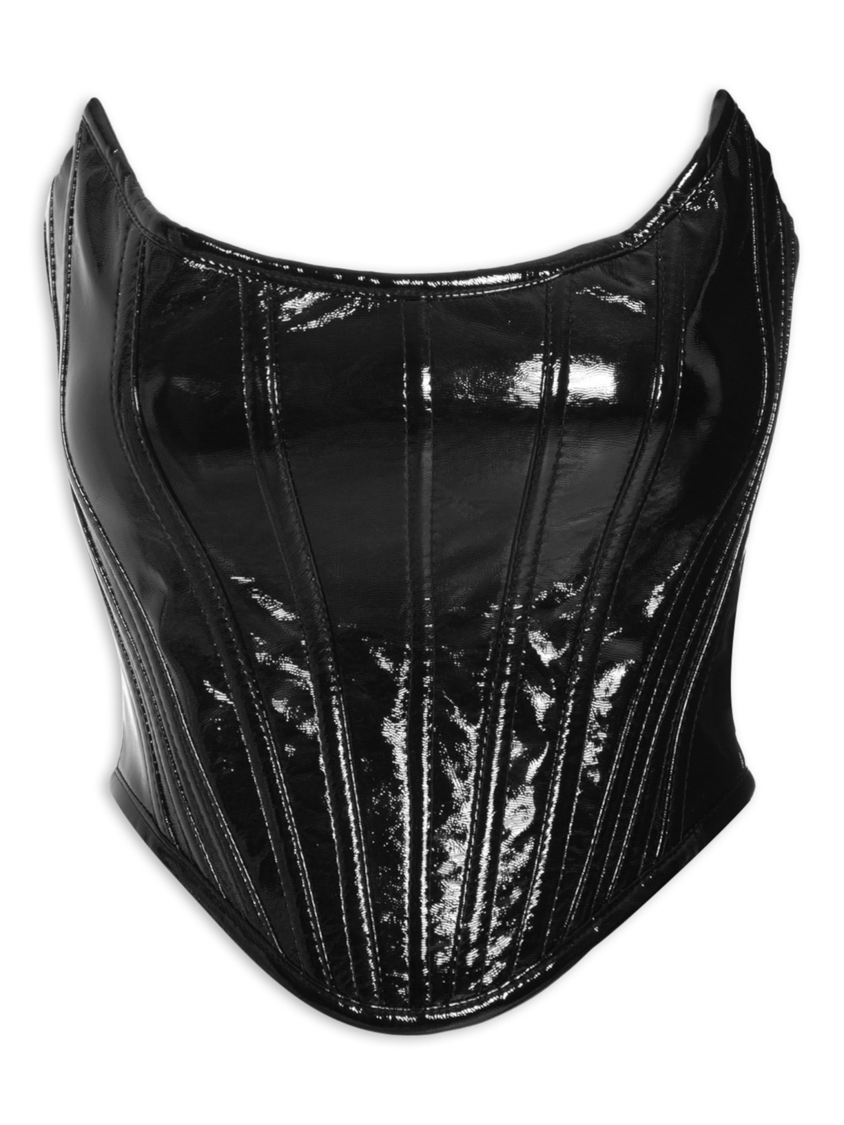 Top Feminino Espartilho Vinil - Preto