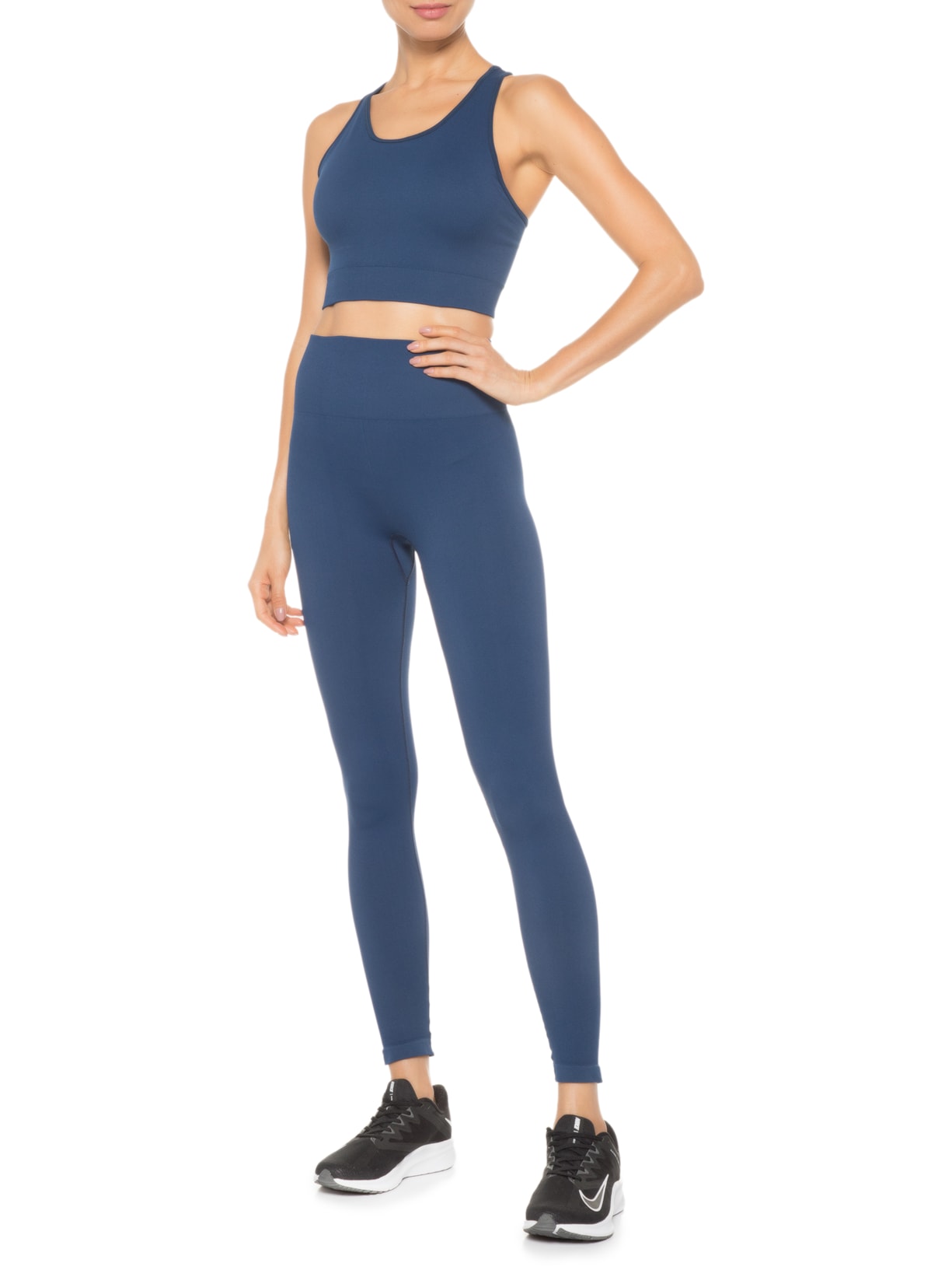 Top Feminino Família Basic Sem Costura Azul Lauf