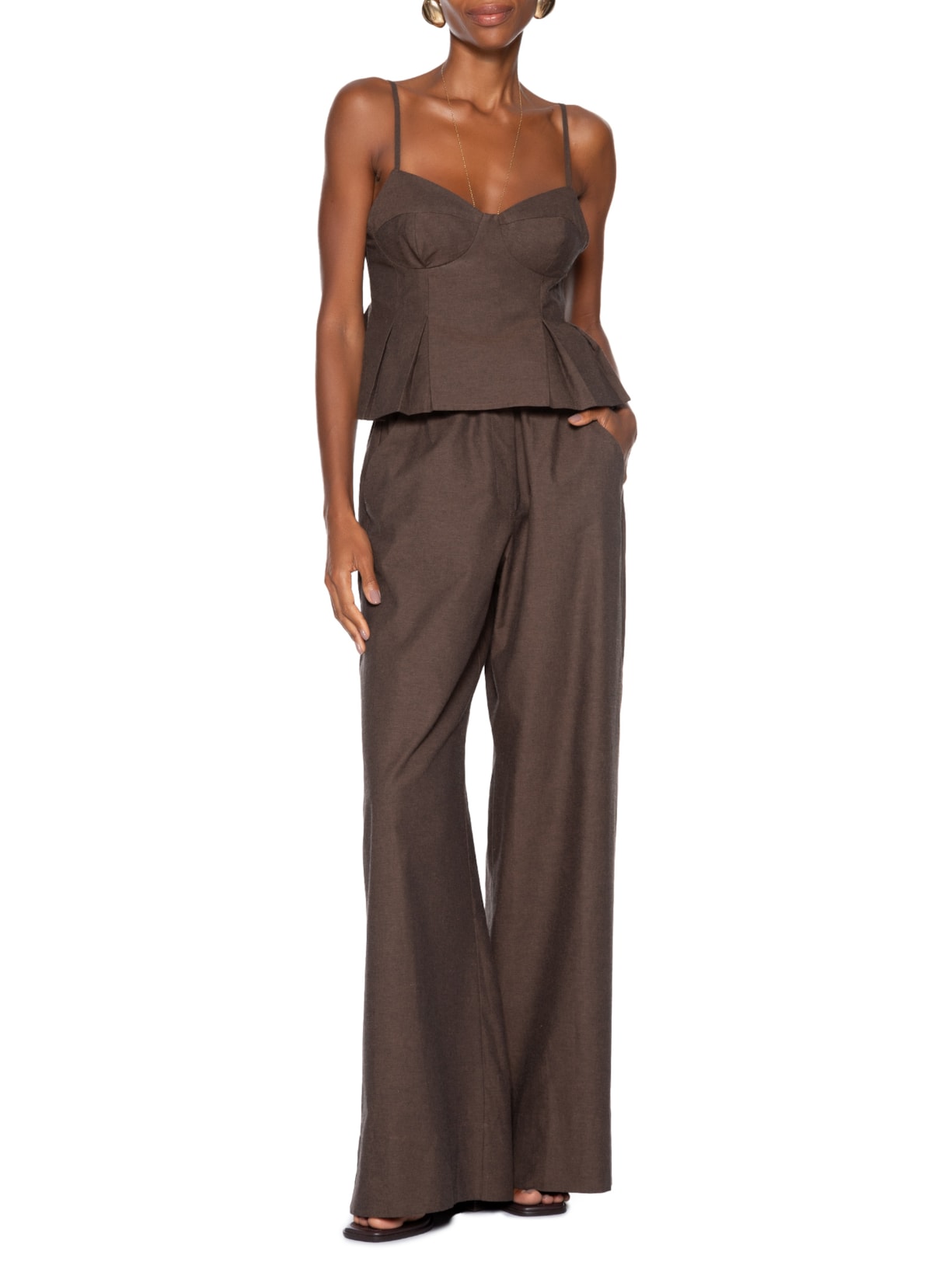 Top Feminino Fio Tinto Marrom Animale