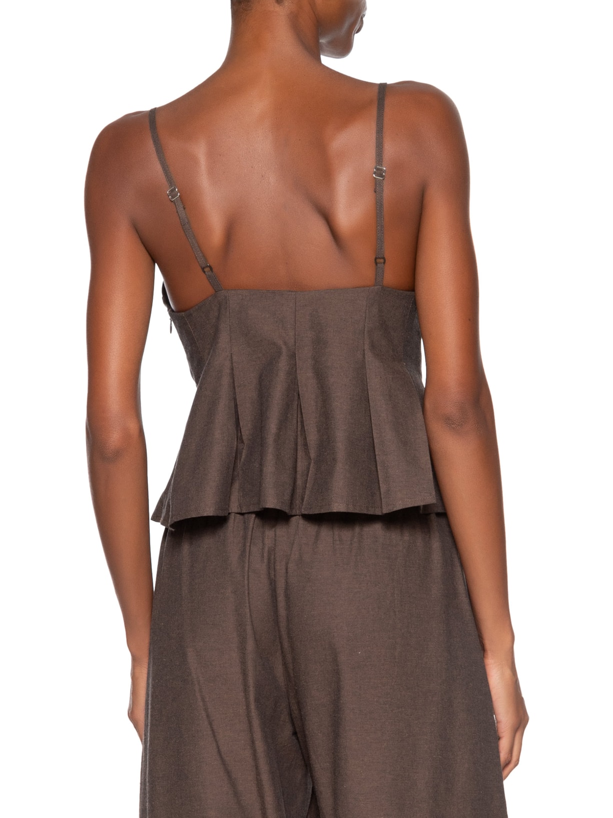 Top Feminino Fio Tinto Marrom Animale