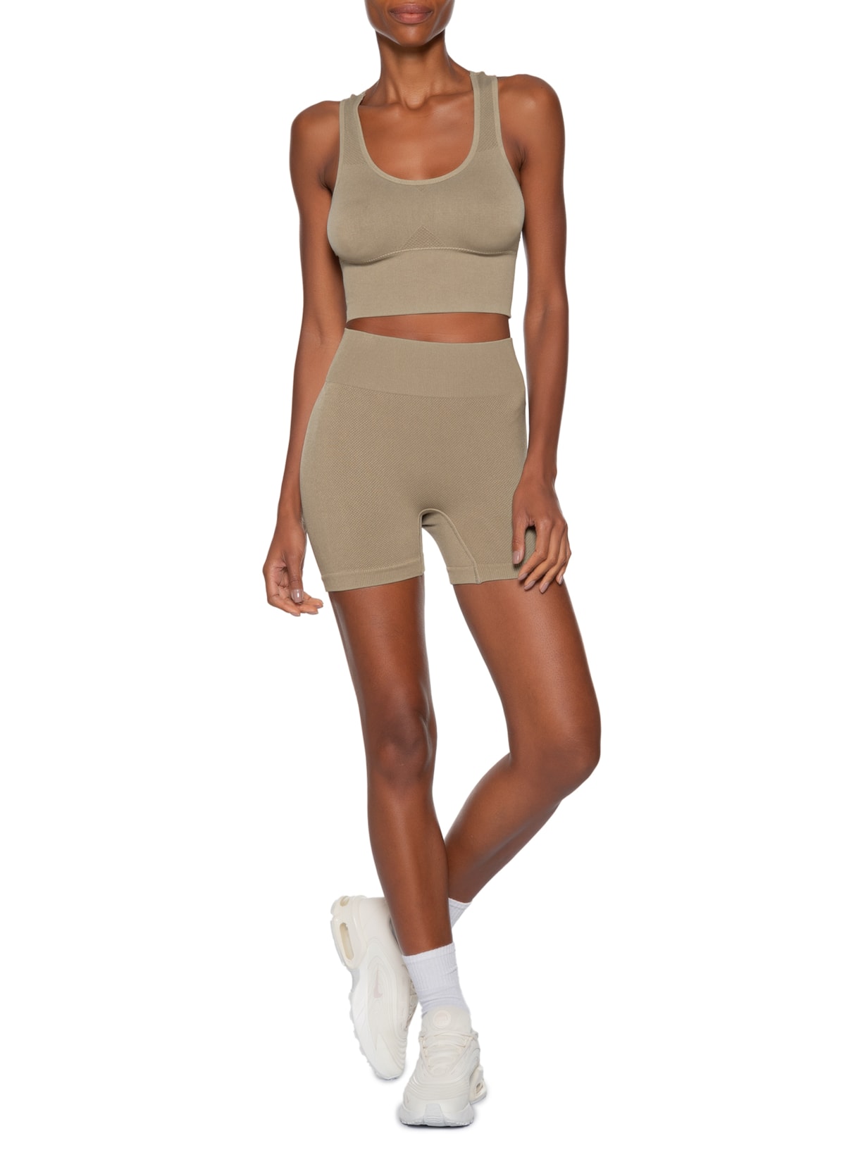 Top Feminino Fitness Com Bojo Removível Bege Basiq