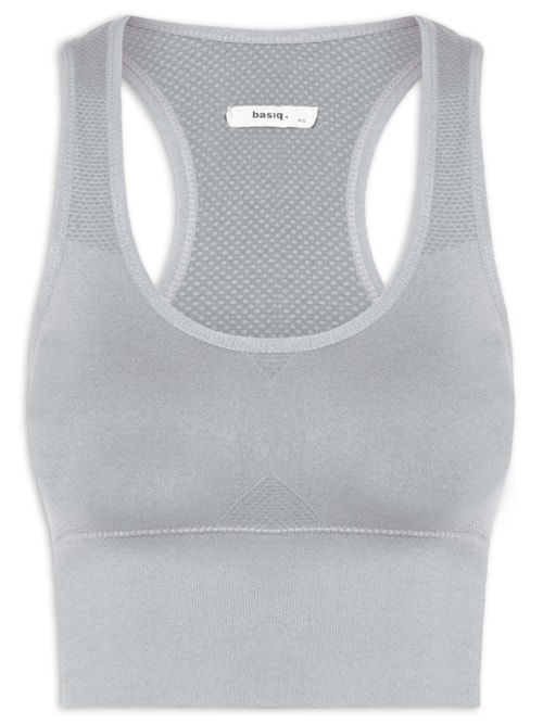 Top Feminino Fitness Com Bojo Removível - Cinza
