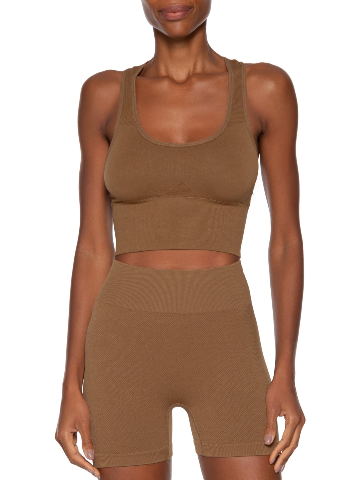 Top Feminino Fitness Com Bojo Removível Marrom Basiq