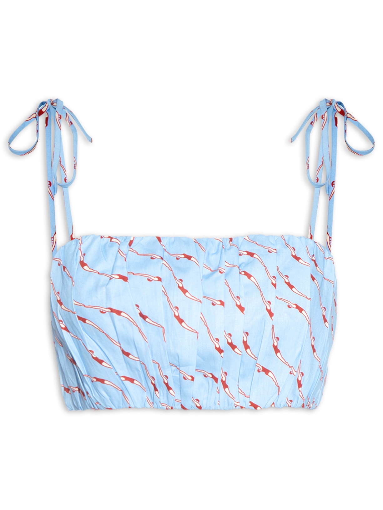 Top Feminino Franzido Estampa Nadadoras - Azul