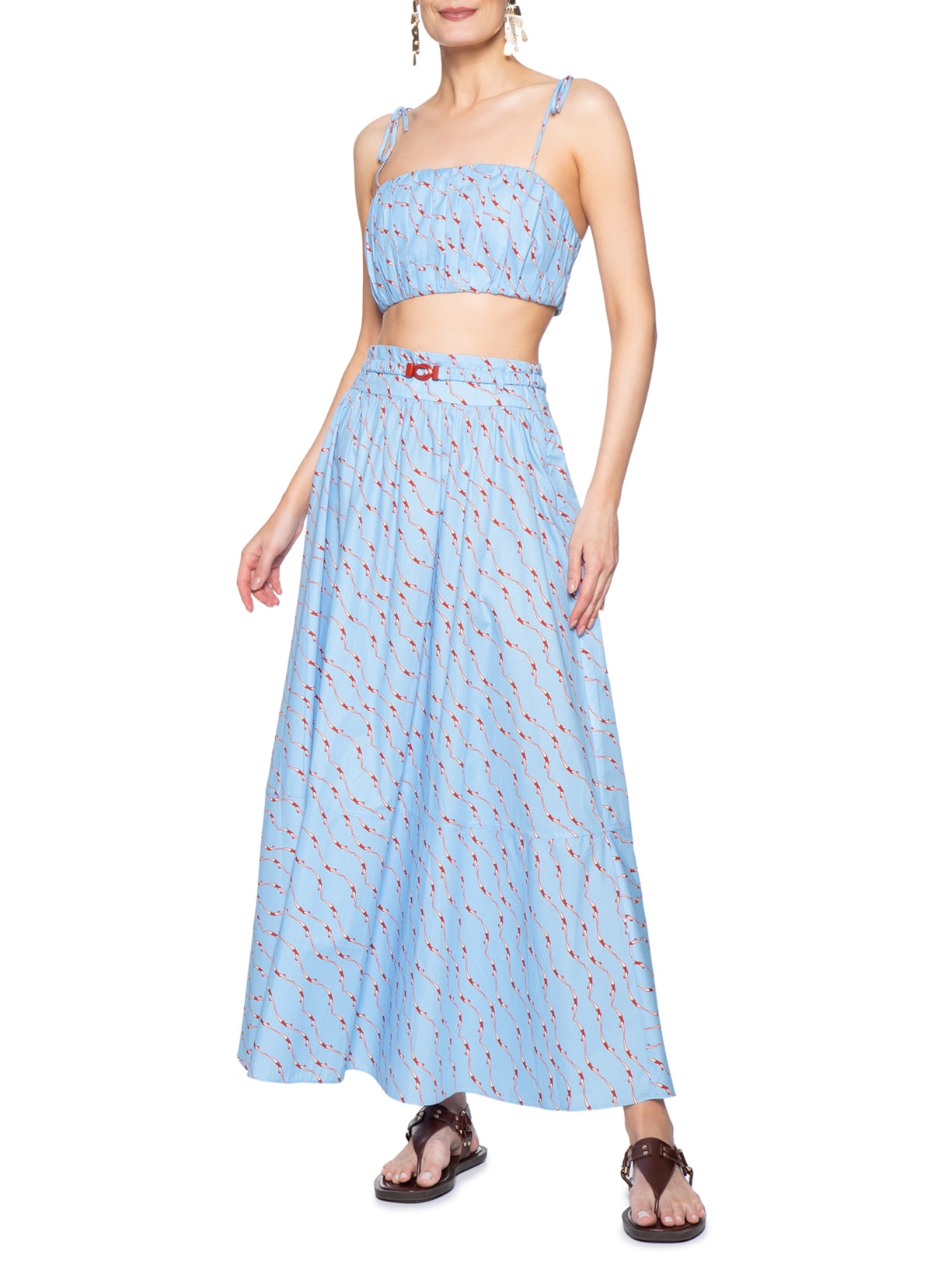 Top Feminino Franzido Estampa Nadadoras Azul Dress To