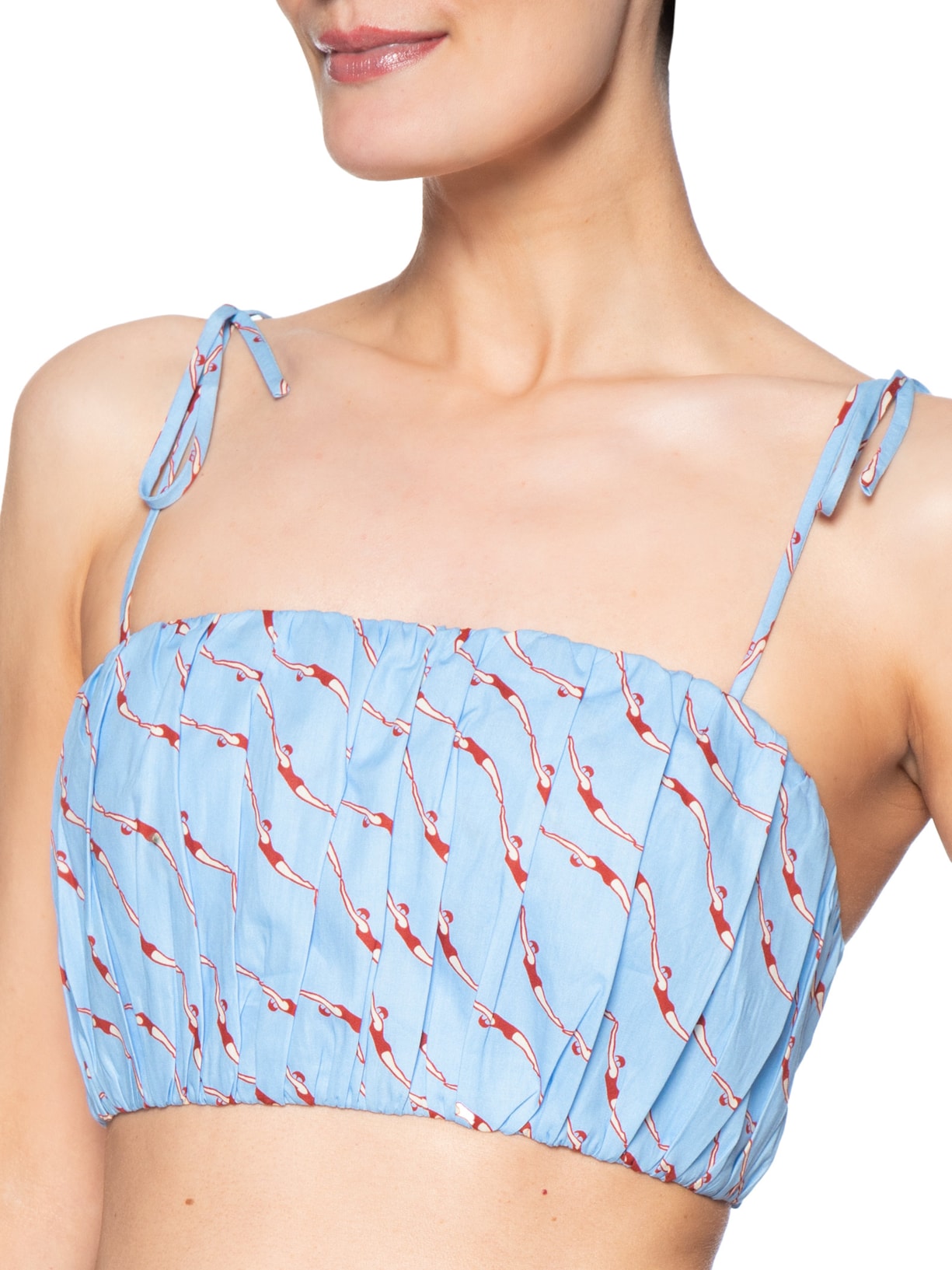 Top Feminino Franzido Estampa Nadadoras Azul Dress To