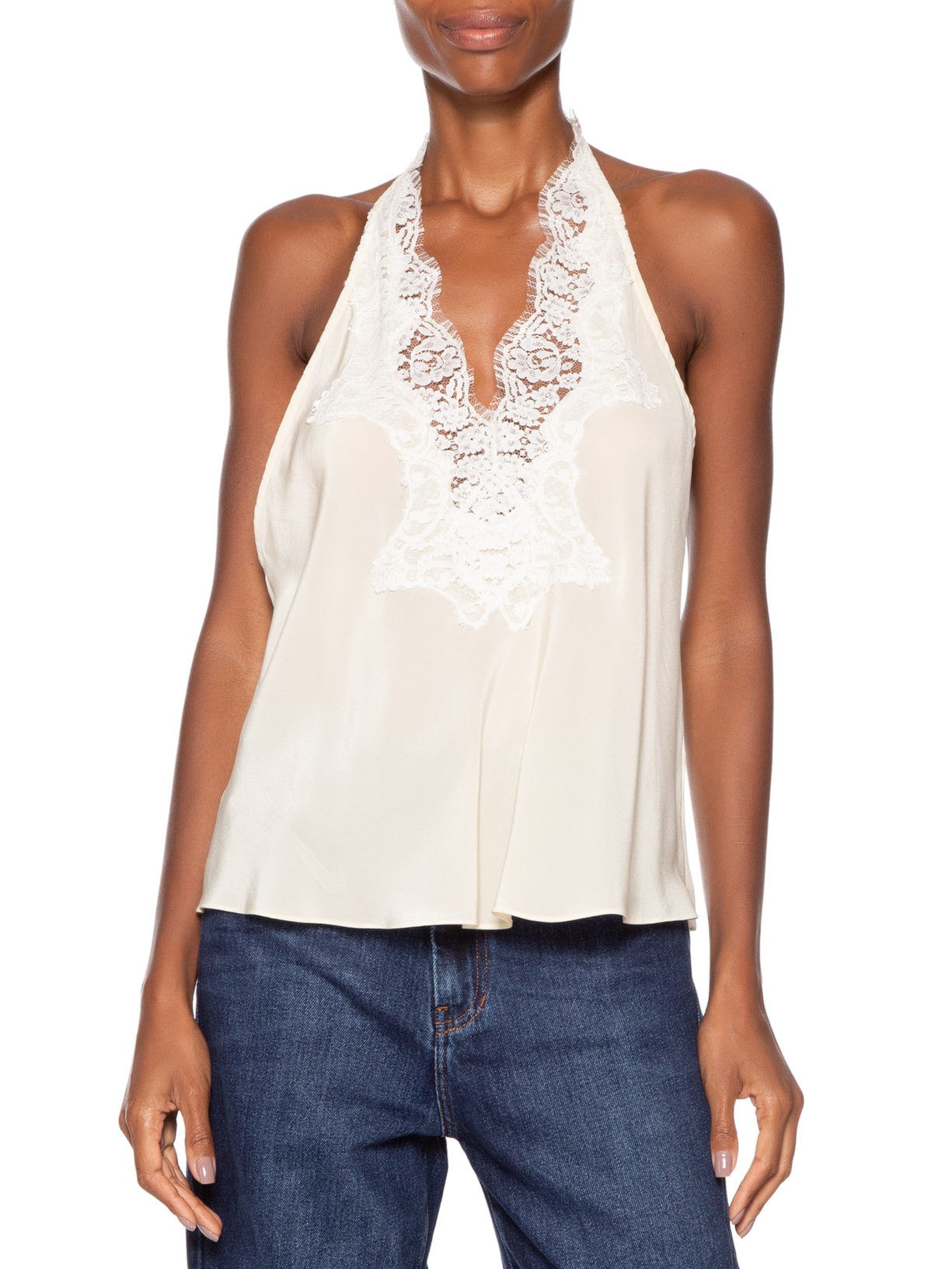 Top Feminino Frente Única Renda Bege Animale