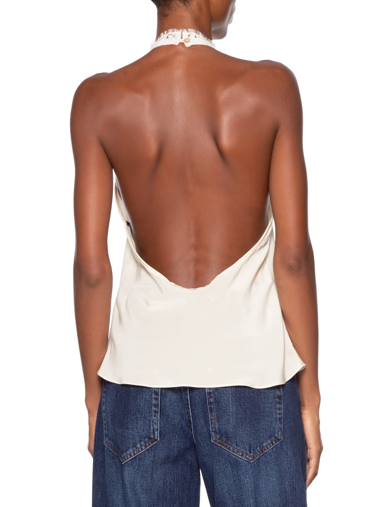 Top Feminino Frente Única Renda Bege Animale