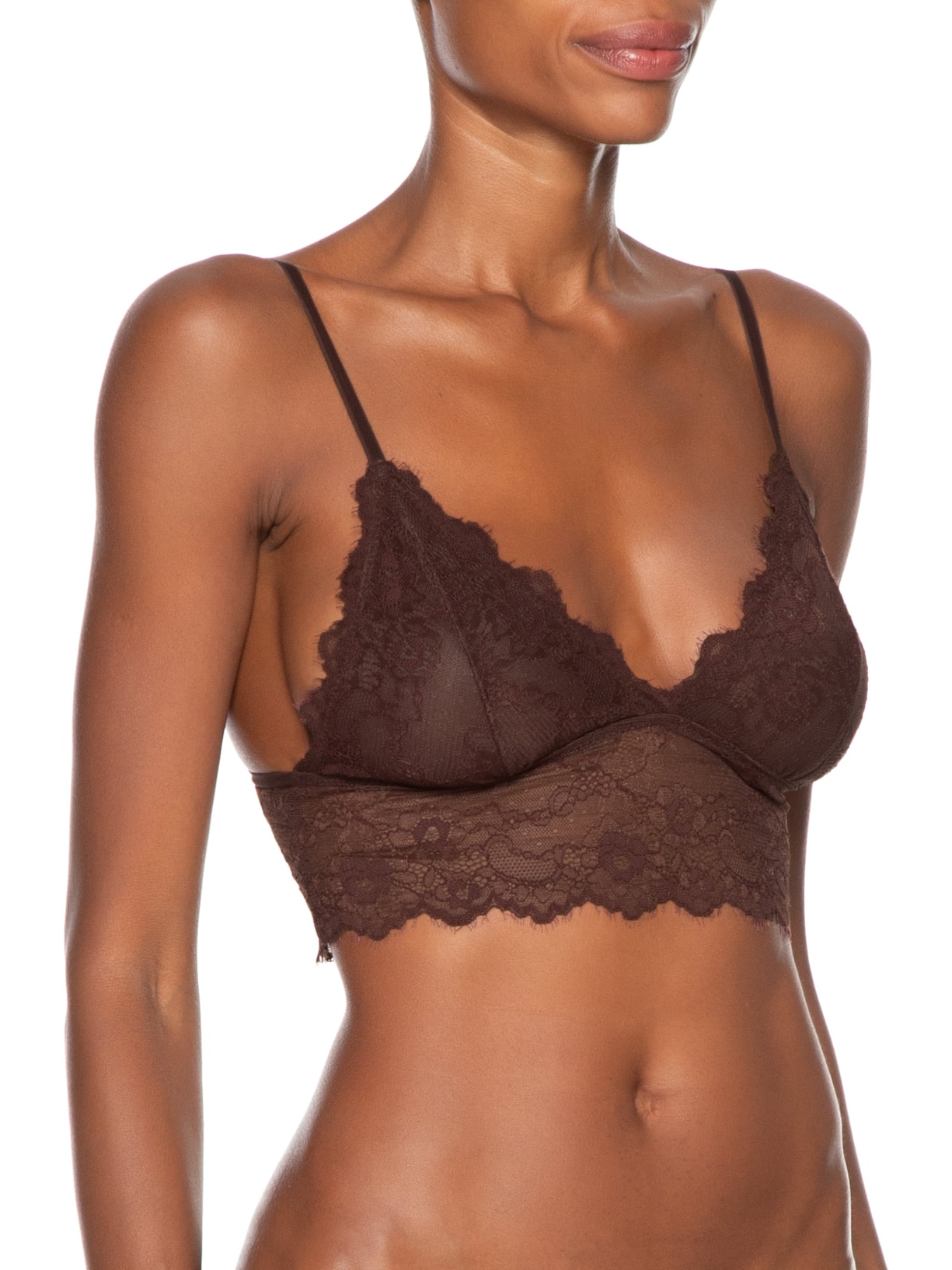Top Feminino Intimates Triângulo Renda Marrom Animale