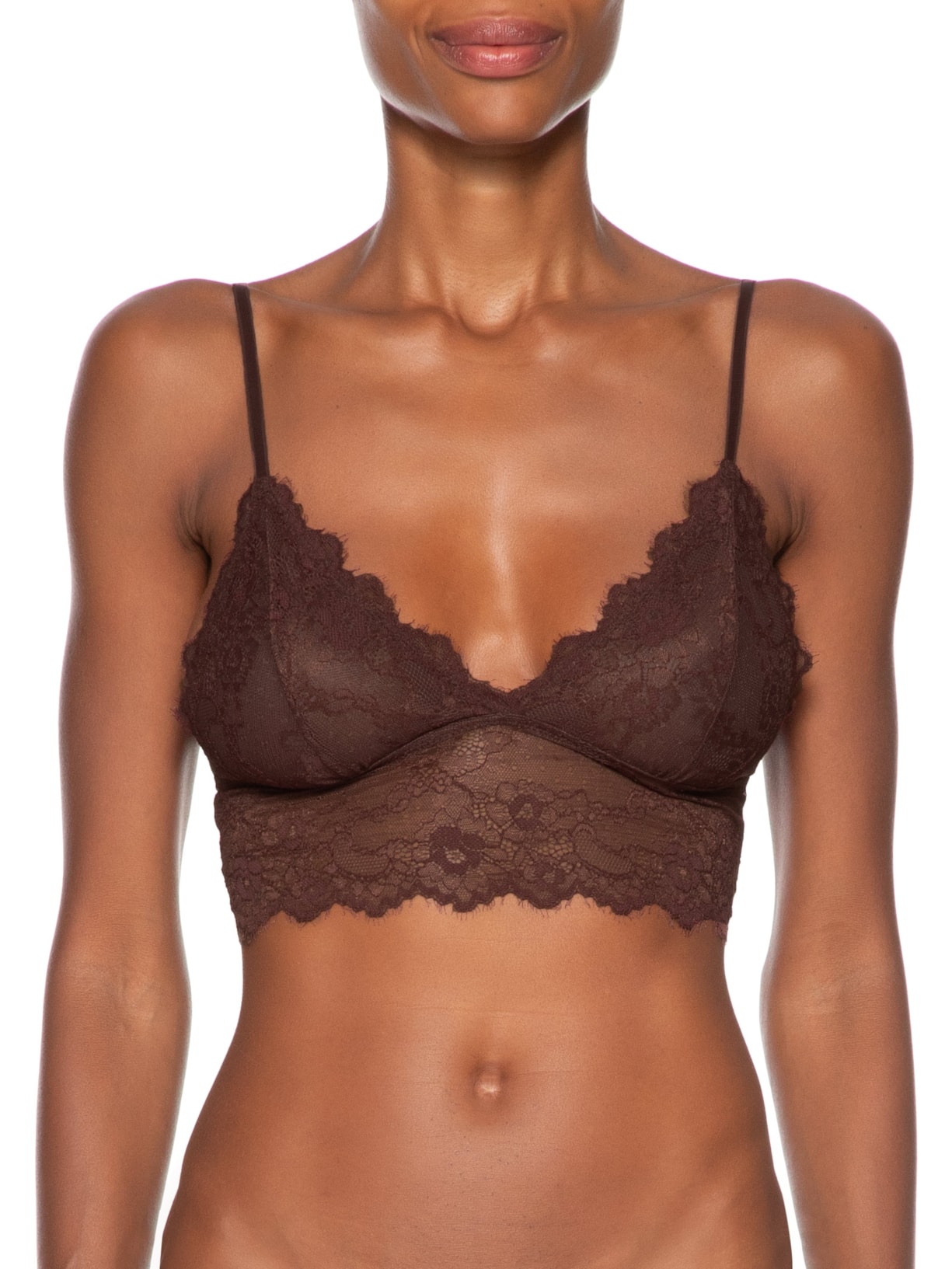 Top Feminino Intimates Triângulo Renda Marrom Animale