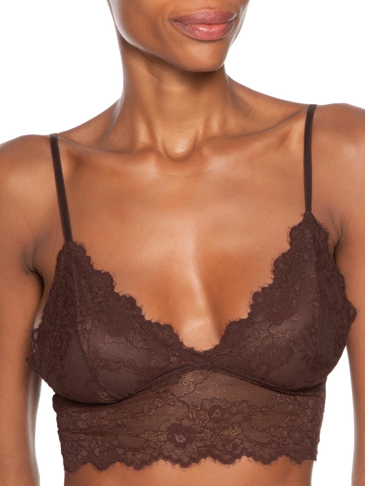 Top Feminino Intimates Triângulo Renda Marrom Animale