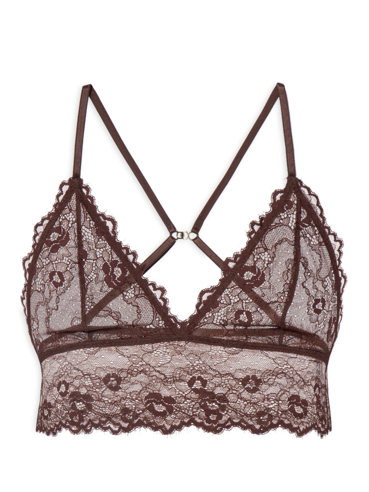 Top Feminino Intimates Triângulo Renda Marrom Animale