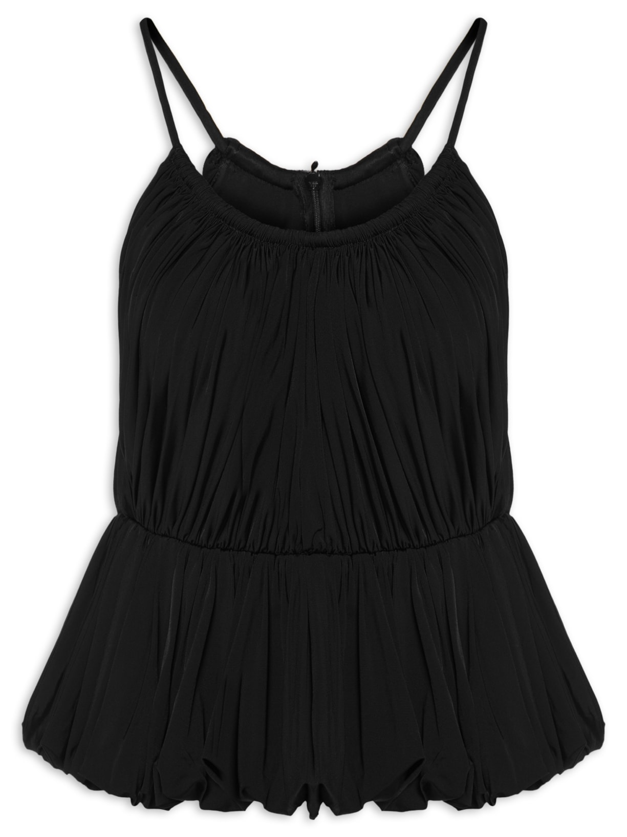 Top Feminino Jersey Decote U Basque Balonê Preto Andrea Marques