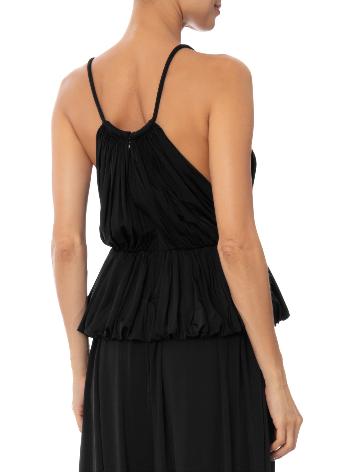 Top Feminino Jersey Decote U Basque Balonê Preto Andrea Marques
