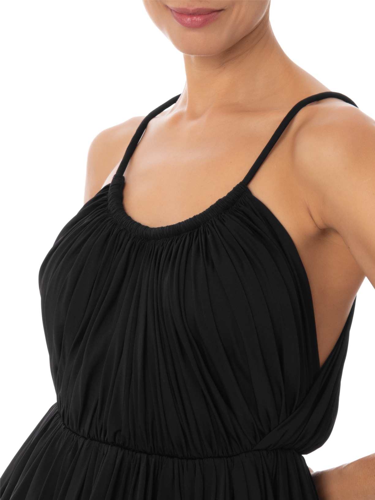 Top Feminino Jersey Decote U Basque Balonê Preto Andrea Marques