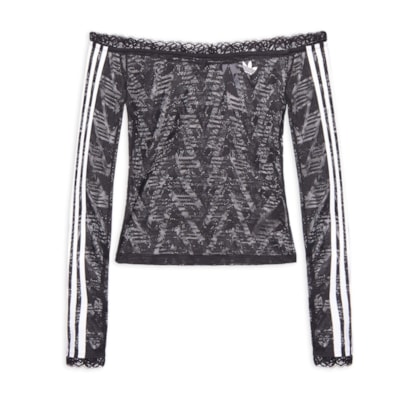 Top Feminino Lace Bardot - Preto