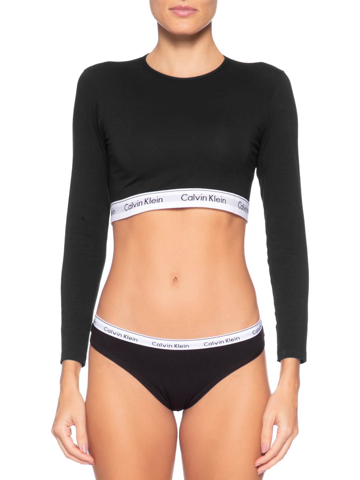Top Feminino Manga Longa Modern Cotton Preto Calvin Klein Underwear