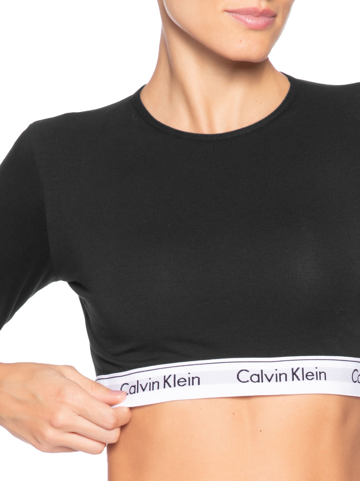 Top Feminino Manga Longa Modern Cotton Preto Calvin Klein Underwear