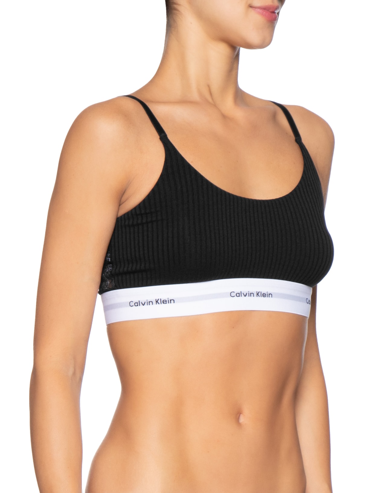 Top Feminino Modal Lace Modern Logo Preto Calvin Klein Underwear