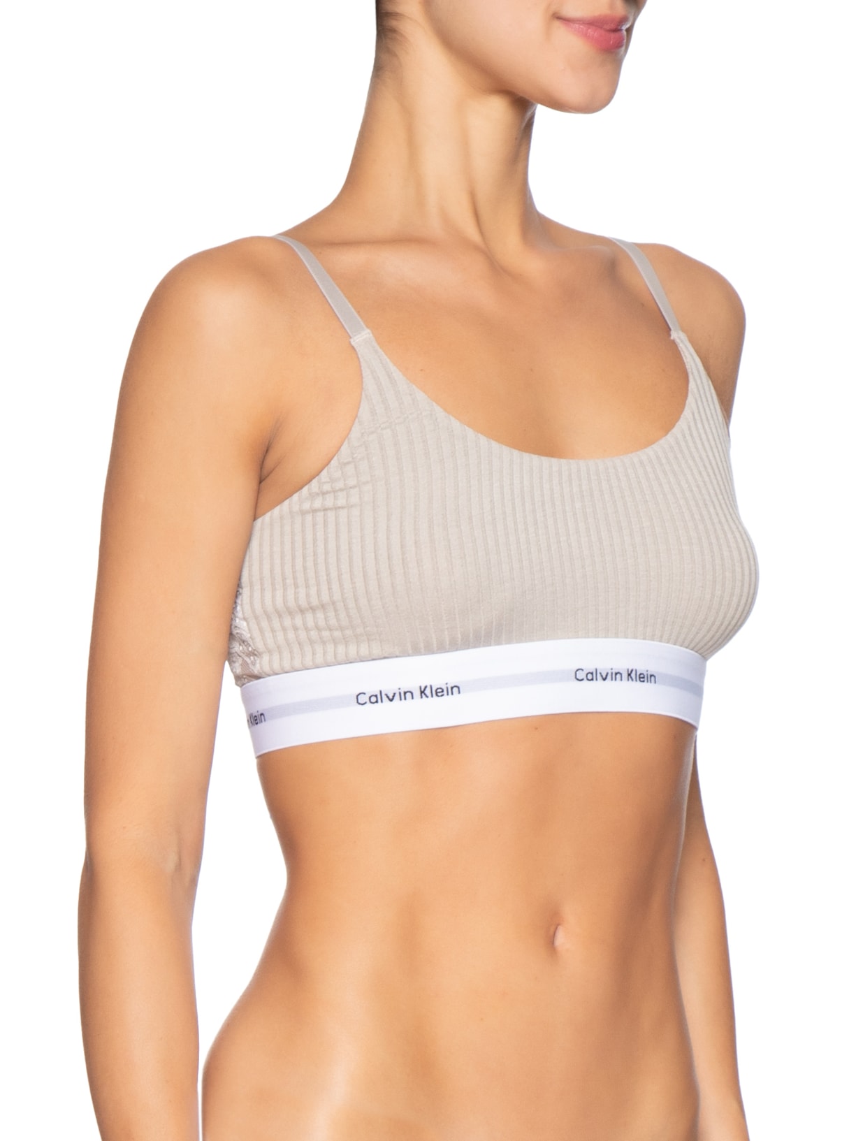 Top Feminino Modal Lace Modern Logo – Bege Calvin Klein Underwear