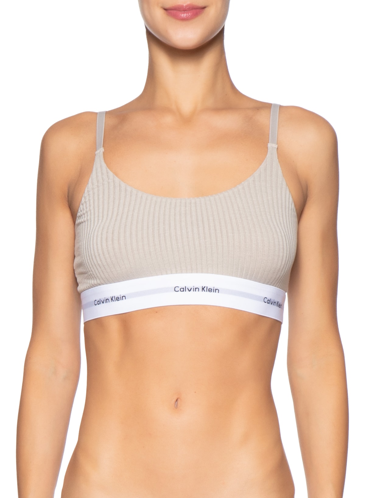 Top Feminino Modal Lace Modern Logo – Bege Calvin Klein Underwear