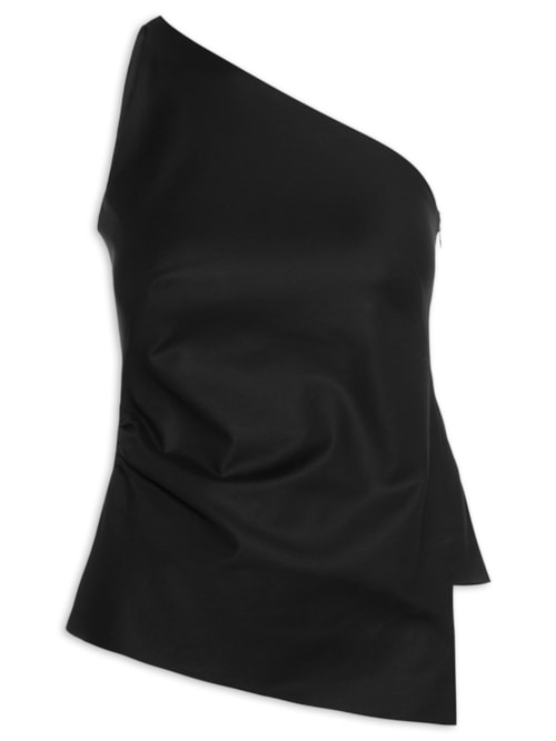 Top Feminino Ombro Único Assimétrico - Preto
