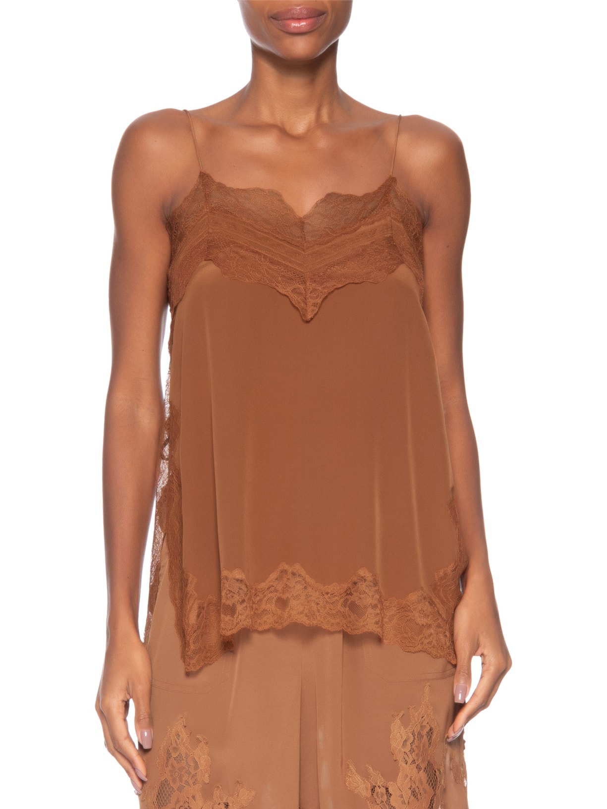 Top Feminino Painel Com Renda Biscoito Marrom Animale