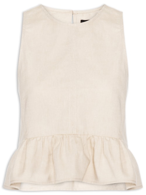 Top Feminino Peplum De Algodão - Bege