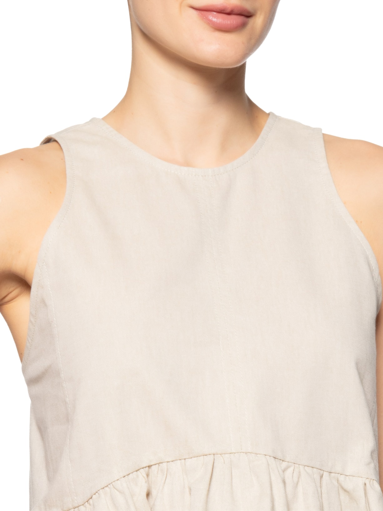 Top Feminino Peplum De Algodão Bege Animale