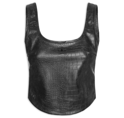 Top Feminino Pleather Corset - Preto