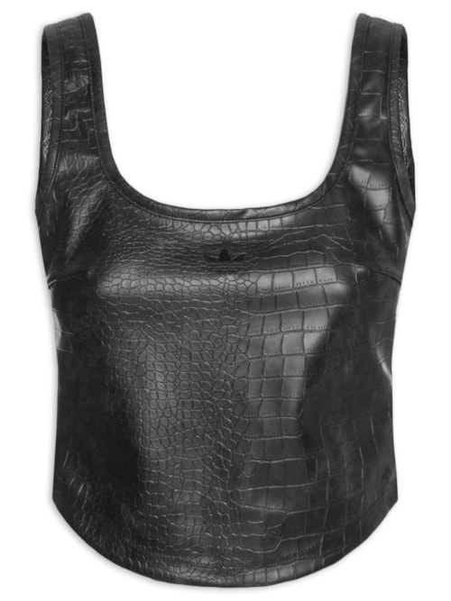 Top Feminino Pleather Corset - Preto