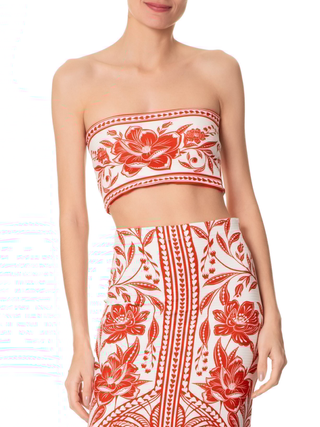 Top Feminino Reto Double Coqueiro de Flor Vermelho Farm