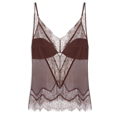 Top Feminino Teresa Mix De Renda - Marrom