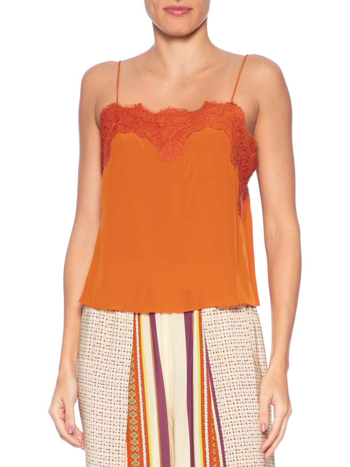 Top Feminino Tereza Decote Reto Mozart Laranja Animale