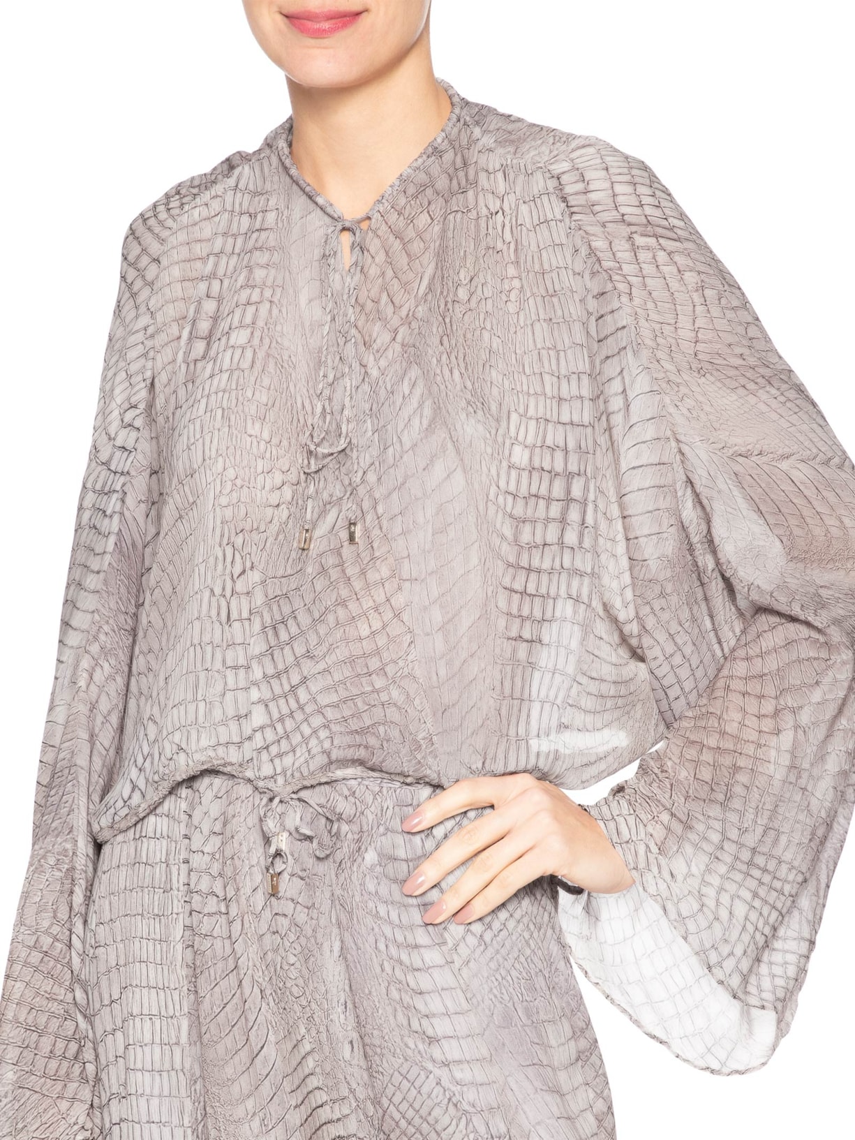 Top Feminino Transpasse Decotão Croco – Rosa Animale
