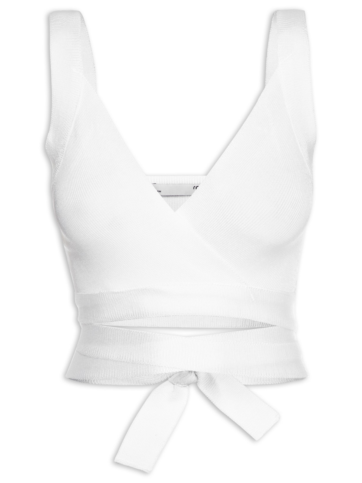 Top Feminino Transpasse Tricot - Off-white