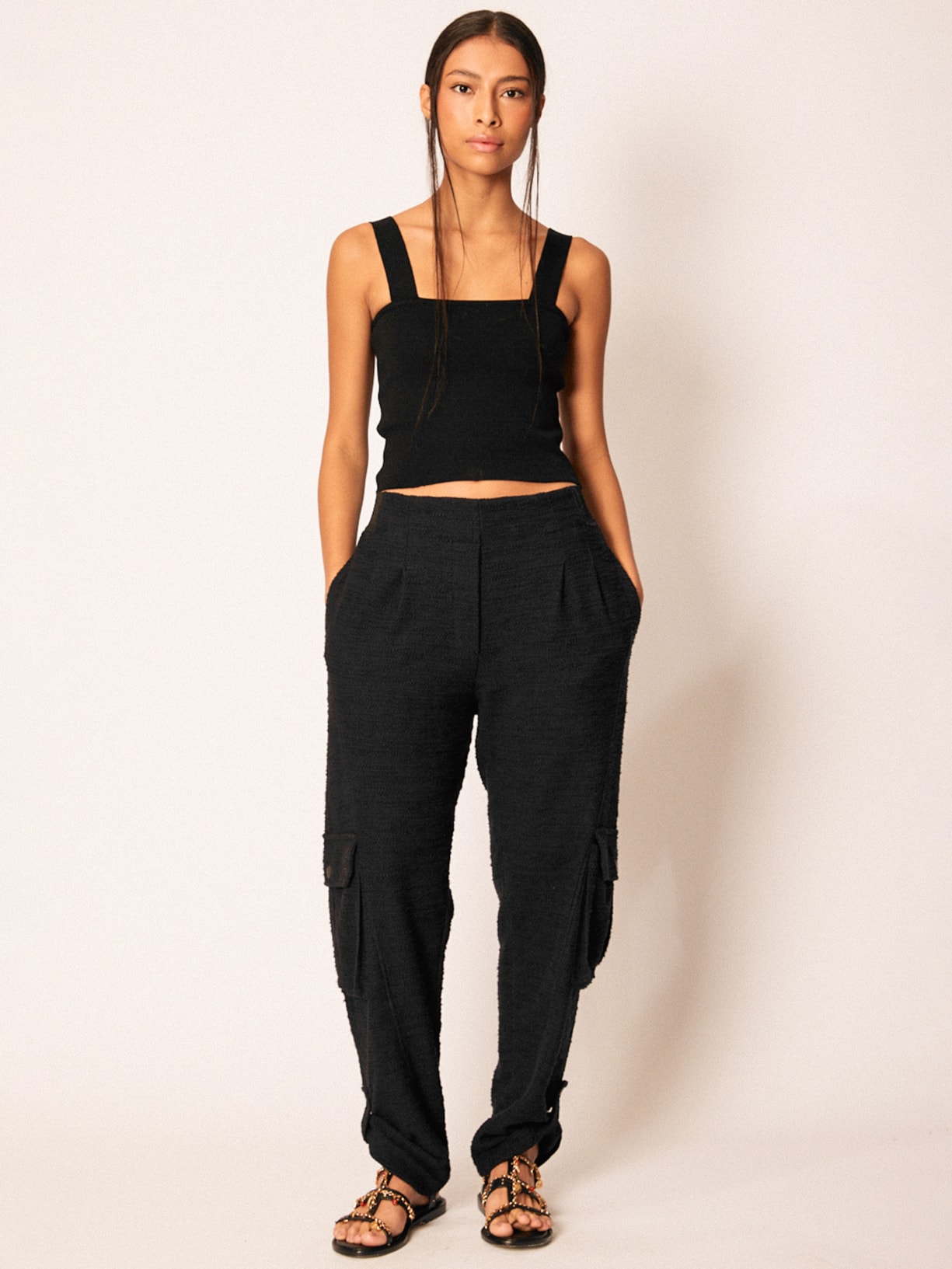 Top Feminino Tricot Cathy V26 Preto Mixed