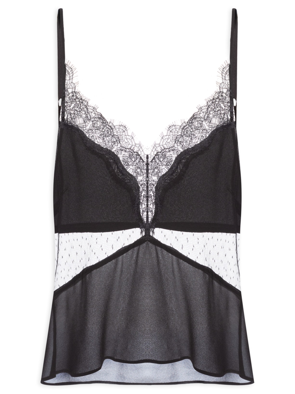 Top Feminino Tule E Renda Preto Animale