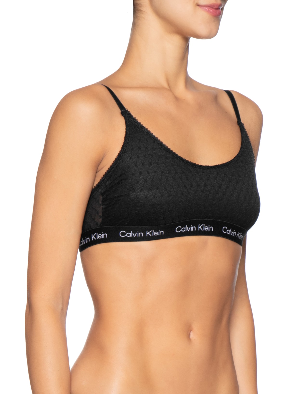 Top Feminino Tule Geométrico Preto Calvin Klein Underwear